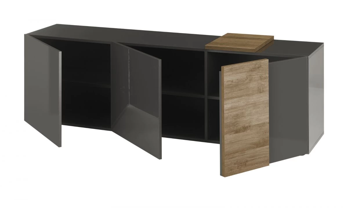 TV-Lowboard "Positano" In Grau Hochglanz Und Eiche Mercure TV Unterteil 181 X 59 Cm 9 TV-Lowboard "Positano" In Grau Hochglanz Und Eiche Mercure TV Unterteil 181 X 59 Cm – Bild 7