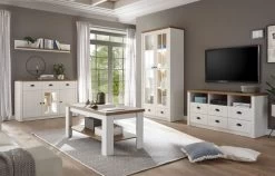 TV-Lowboard "Seyne" In Weiß Pinie Und Eiche Hell Landhaus TV Unterteil Mit Komforthöhe 130 X 68 Cm -Wohnwelt Verkauf 8639 5