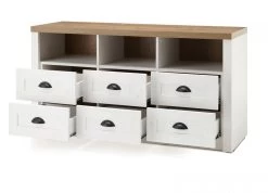 TV-Lowboard "Seyne" In Weiß Pinie Und Eiche Hell Landhaus TV Unterteil Mit Komforthöhe 130 X 68 Cm -Wohnwelt Verkauf 8639 7