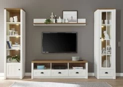 TV-Lowboard "Seyne" In Weiß Pinie Und Eiche Hell Landhaus TV Unterteil 160 X 47 Cm -Wohnwelt Verkauf 8640 4