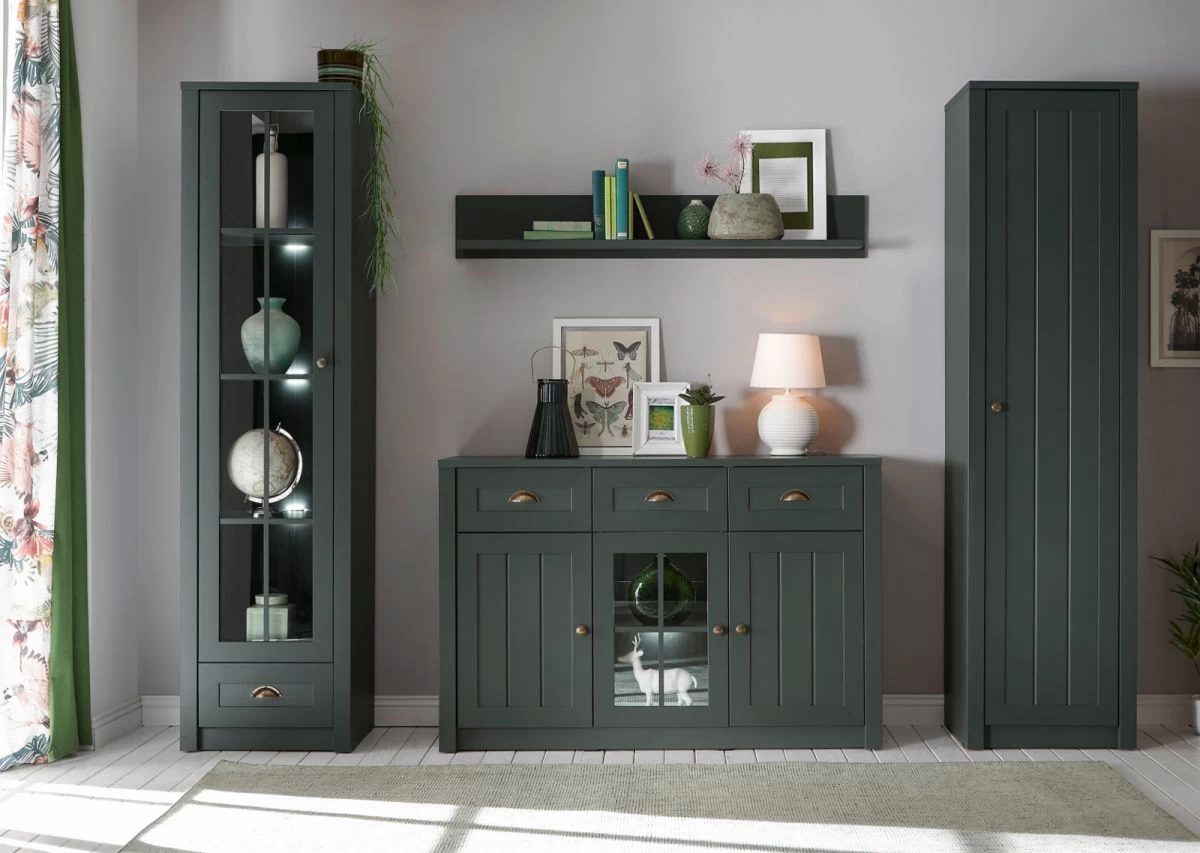 Vitrine "Forres" In Grün Landhaus Wohn- Und Esszimmer Vitrinenschrank 50 X 197 Cm 9 Vitrine "Forres" In Grün Landhaus Wohn- Und Esszimmer Vitrinenschrank 50 X 197 Cm – Bild 7