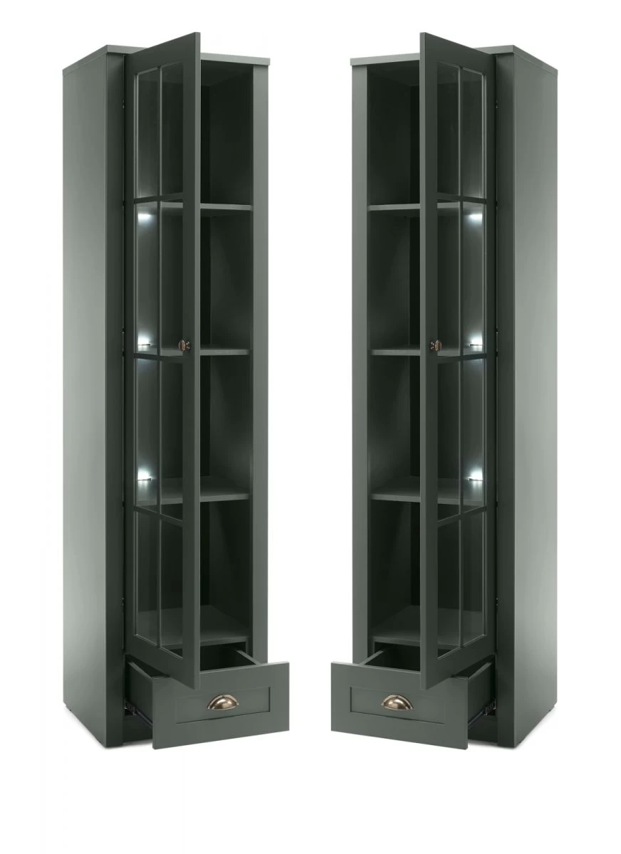 Vitrine "Forres" In Grün Landhaus Wohn- Und Esszimmer Vitrinenschrank 50 X 197 Cm 10 Vitrine "Forres" In Grün Landhaus Wohn- Und Esszimmer Vitrinenschrank 50 X 197 Cm – Bild 8