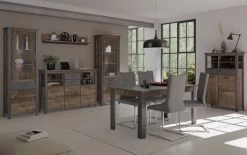 Vitrine "Oliver" In Tabak Eiche Und Matera Grau Wohn- Und Esszimmer Vitrinenschrank 69 X 196 Cm -Wohnwelt Verkauf 8763 5