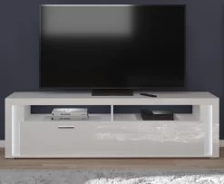 TV-Lowboard "Skylight" In Weiß Hochglanz TV-Unterteil Inklusive Frontbeleuchtung 201 X 58 Cm