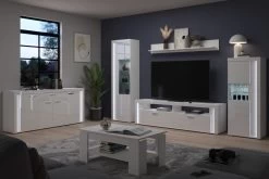 TV-Lowboard "Skylight" In Weiß Hochglanz TV-Unterteil Inklusive Frontbeleuchtung 201 X 58 Cm -Wohnwelt Verkauf 8791 5