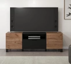 TV-Lowboard "Kendo" In Eiche Tabak Und Schwarz Matt TV Unterteil 144 X 47 Cm -Wohnwelt Verkauf 8825 5
