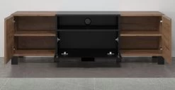 TV-Lowboard "Kendo" In Eiche Tabak Und Schwarz Matt TV Unterteil 144 X 47 Cm -Wohnwelt Verkauf 8825 9