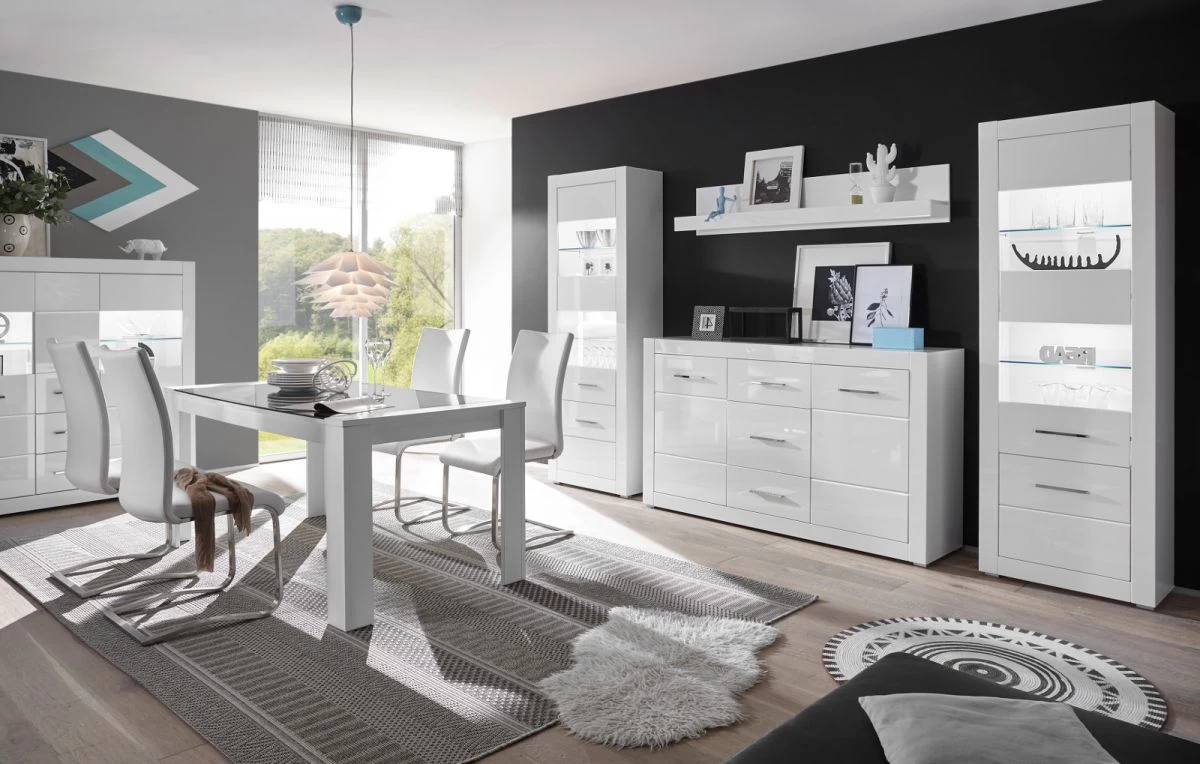 TV-Lowboard "Carrara" In Weiß Hochglanz TV Unterteil In Komforthöhe Auf Rollen 150 X 61 Cm 7 TV-Lowboard "Carrara" In Weiß Hochglanz TV Unterteil In Komforthöhe Auf Rollen 150 X 61 Cm – Bild 5