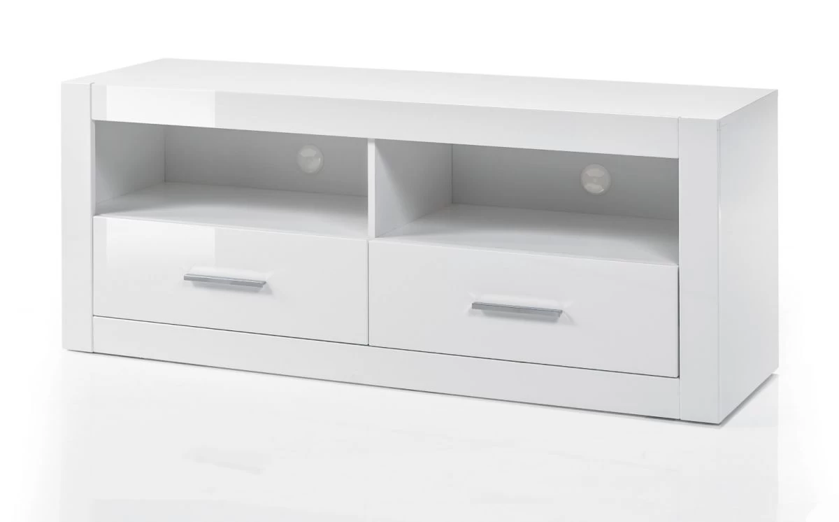 TV-Lowboard "Carrara" In Weiß Hochglanz TV Unterteil In Komforthöhe Auf Rollen 150 X 61 Cm 8 TV-Lowboard "Carrara" In Weiß Hochglanz TV Unterteil In Komforthöhe Auf Rollen 150 X 61 Cm – Bild 6