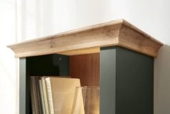 Vitrine "Norwich" In Grün Und Wotan Eiche Landhaus Vitrinenschrank 68 X 207 Cm -Wohnwelt Verkauf 8890 4