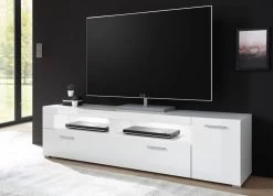 TV-Lowboard "Crucero" In Weiß Hochglanz TV Unterteil 180 X 48 Cm -Wohnwelt Verkauf 8908 3