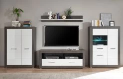 TV-Lowboard "Briard" In Weiß Hochglanz Und Grau Stone TV Unterteil Mit Komforthöhe 150 X 61 Cm 12 TV-Lowboard "Briard" In Weiß Hochglanz Und Grau Stone TV Unterteil Mit Komforthöhe 150 X 61 Cm -Wohnwelt Verkauf 8920 4