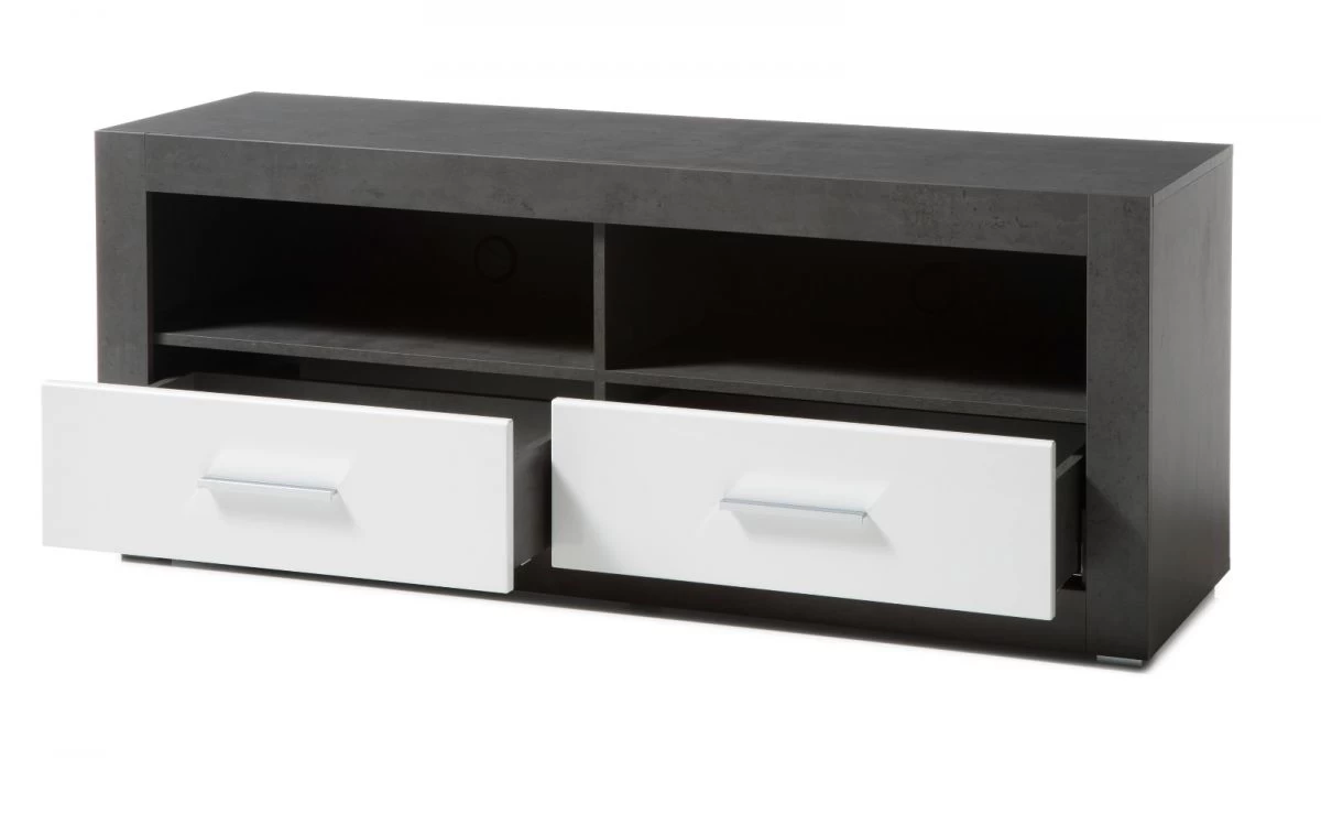 TV-Lowboard "Briard" In Weiß Hochglanz Und Grau Stone TV Unterteil Mit Komforthöhe 150 X 61 Cm 9 TV-Lowboard "Briard" In Weiß Hochglanz Und Grau Stone TV Unterteil Mit Komforthöhe 150 X 61 Cm – Bild 7