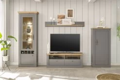 Kommode "Rideau" In Grau Und Artisan Eiche Landhaus Highboard 68 X 142 Cm -Wohnwelt Verkauf 8938 5
