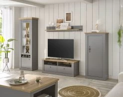 Kommode "Rideau" In Grau Und Artisan Eiche Landhaus Highboard 68 X 142 Cm -Wohnwelt Verkauf 8938 6