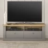 TV-Lowboard "Rideau" In Grau Und Artisan Eiche Landhaus TV Unterteil 132 X 48 Cm 1 TV-Lowboard "Rideau" In Grau Und Artisan Eiche Landhaus TV Unterteil 132 X 48 Cm -Wohnwelt Verkauf 8940 1