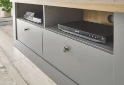 TV-Lowboard "Rideau" In Grau Und Artisan Eiche Landhaus TV Unterteil 132 X 48 Cm 11 TV-Lowboard "Rideau" In Grau Und Artisan Eiche Landhaus TV Unterteil 132 X 48 Cm -Wohnwelt Verkauf 8940 2