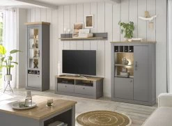 TV-Lowboard "Rideau" In Grau Und Artisan Eiche Landhaus TV Unterteil 132 X 48 Cm 15 TV-Lowboard "Rideau" In Grau Und Artisan Eiche Landhaus TV Unterteil 132 X 48 Cm -Wohnwelt Verkauf 8940 6