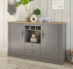 Sideboard "Rideau" In Grau Und Artisan Eiche Landhaus Kommode 166 X 100 Cm -Wohnwelt Verkauf 8943 4