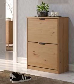 Schuhschrank "Mestre" In Massivholz Kiefer Honigfarben Lackiert Schuhkipper 60 X 78 Cm -Wohnwelt Verkauf 8989 5