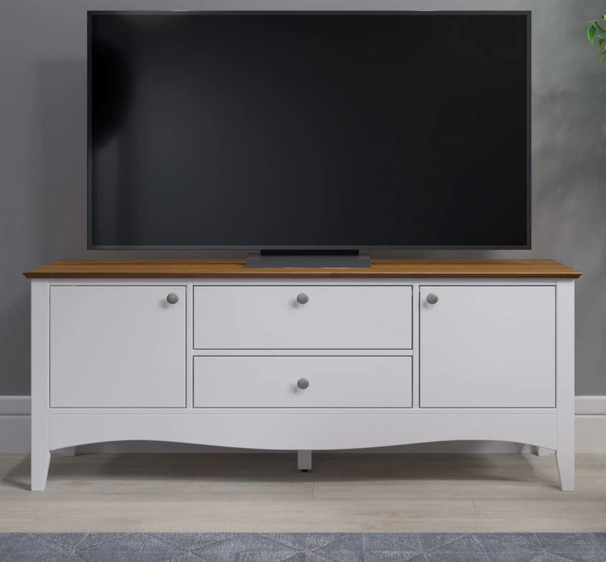 TV-Lowboard "Lissabon" In Kiefer Teilmassiv Weiß Lackiert Landhaus TV Unterteil 140 X 58 Cm 3 TV-Lowboard "Lissabon" In Kiefer Teilmassiv Weiß Lackiert Landhaus TV Unterteil 140 X 58 Cm