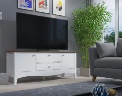 TV-Lowboard "Lissabon" In Kiefer Teilmassiv Weiß Lackiert Landhaus TV Unterteil 140 X 58 Cm 12 TV-Lowboard "Lissabon" In Kiefer Teilmassiv Weiß Lackiert Landhaus TV Unterteil 140 X 58 Cm -Wohnwelt Verkauf 9015 3