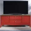 TV-Lowboard "Lissabon" In Kiefer Teilmassiv Rot Lackiert Landhaus TV Unterteil 140 X 58 Cm 1 TV-Lowboard "Lissabon" In Kiefer Teilmassiv Rot Lackiert Landhaus TV Unterteil 140 X 58 Cm -Wohnwelt Verkauf 9018 1