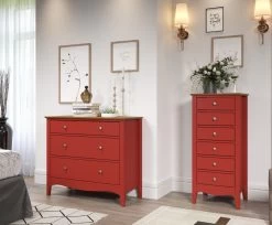 TV-Lowboard "Lissabon" In Kiefer Teilmassiv Rot Lackiert Landhaus TV Unterteil 140 X 58 Cm -Wohnwelt Verkauf 9018 5