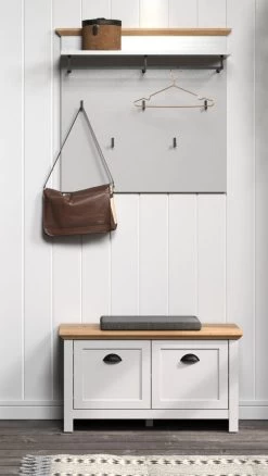 Garderobenpaneel "Landside" In Grau Und Eiche Artisan Landhaus Wandgarderobe 91 X 106 Cm -Wohnwelt Verkauf 9041 3
