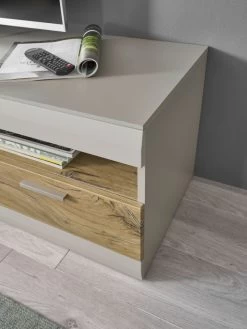 TV-Lowboard "Griego" In Kieselgrau Matt Und Zinneiche TV Unterteil 150 X 46 Cm -Wohnwelt Verkauf 9076 2