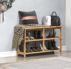 Schuhregal "Arona" In Massivholz Kiefer Honigfarben Gewachst Flur Diele Regal 100 X 63 Cm -Wohnwelt Verkauf 9093 2