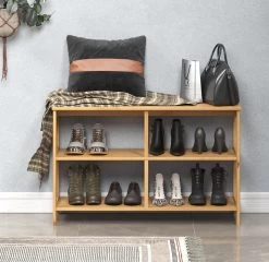 Schuhregal "Arona" In Massivholz Kiefer Honigfarben Gewachst Flur Diele Regal 100 X 63 Cm -Wohnwelt Verkauf 9093 3