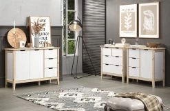 Kommode "Latera" In Massivholz Kiefer Weiß Lackiert Wohn- Und Esszimmer Sideboard 78 X 79 Cm -Wohnwelt Verkauf 9098 6