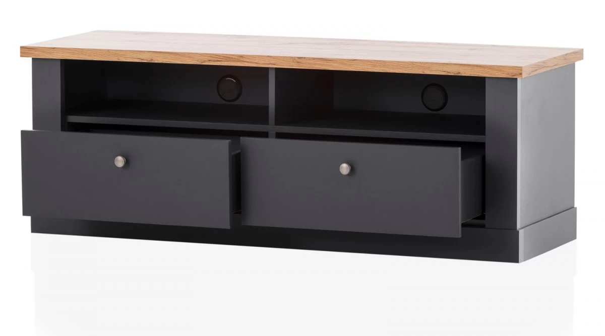 TV-Lowboard "Ribera" In Grau Und Wotan Eiche Landhaus TV Unterteil 135 X 51 Cm 12 TV-Lowboard "Ribera" In Grau Und Wotan Eiche Landhaus TV Unterteil 135 X 51 Cm – Bild 10