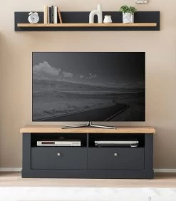 TV-Lowboard "Ribera" In Grau Und Wotan Eiche Landhaus TV Unterteil 135 X 51 Cm 15 TV-Lowboard "Ribera" In Grau Und Wotan Eiche Landhaus TV Unterteil 135 X 51 Cm -Wohnwelt Verkauf 9106 4