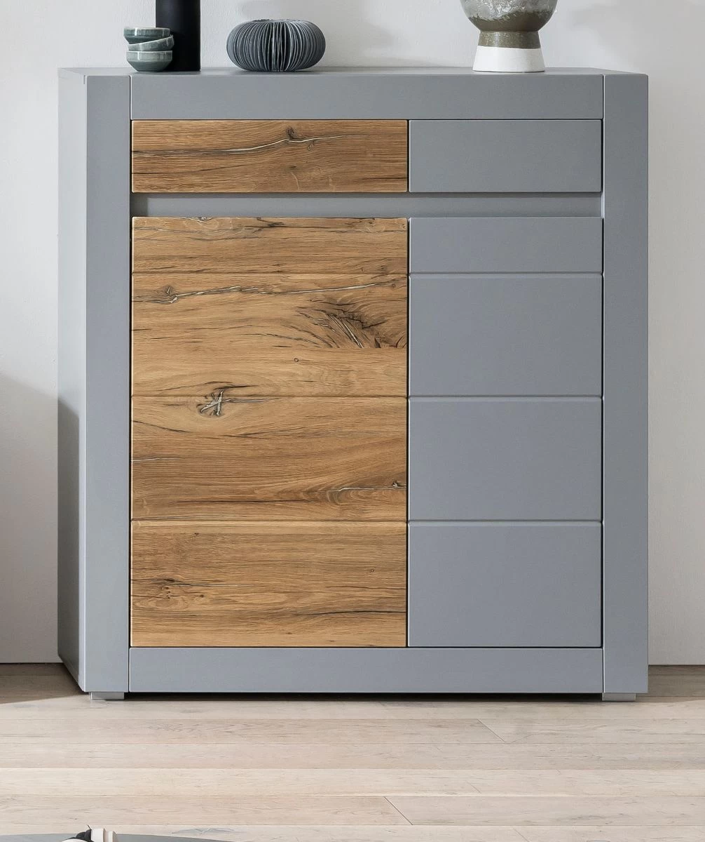 Kommode "Tamaris" In Platingrau Matt Und Zinneiche Wohn- Und Esszimmer Highboard 100 X 113 Cm 3 Kommode "Tamaris" In Platingrau Matt Und Zinneiche Wohn- Und Esszimmer Highboard 100 X 113 Cm