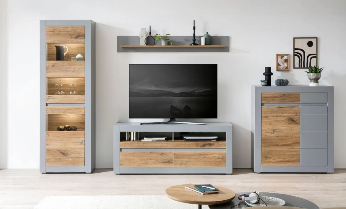 Kommode "Tamaris" In Platingrau Matt Und Zinneiche Wohn- Und Esszimmer Highboard 100 X 113 Cm 8 Kommode "Tamaris" In Platingrau Matt Und Zinneiche Wohn- Und Esszimmer Highboard 100 X 113 Cm – Bild 6