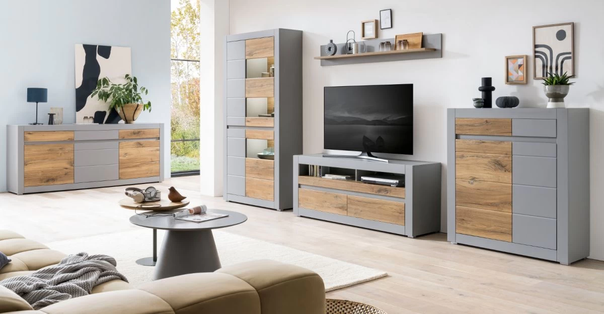 Kommode "Tamaris" In Platingrau Matt Und Zinneiche Wohn- Und Esszimmer Highboard 100 X 113 Cm 9 Kommode "Tamaris" In Platingrau Matt Und Zinneiche Wohn- Und Esszimmer Highboard 100 X 113 Cm – Bild 7