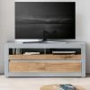 TV-Lowboard "Tamaris" In Platingrau Matt Und Zinneiche TV Unterteil Mit Komforthöhe 150 X 63 Cm -Wohnwelt Verkauf 9131 1