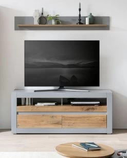 TV-Lowboard "Tamaris" In Platingrau Matt Und Zinneiche TV Unterteil Mit Komforthöhe 150 X 63 Cm -Wohnwelt Verkauf 9131 4