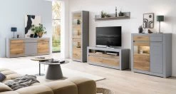 TV-Lowboard "Tamaris" In Platingrau Matt Und Zinneiche TV Unterteil Mit Komforthöhe 150 X 63 Cm -Wohnwelt Verkauf 9131 7