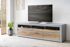 TV-Lowboard "Tamaris" In Platingrau Matt Und Zinneiche TV Unterteil Mit Komforthöhe 217 X 63 Cm 15 TV-Lowboard "Tamaris" In Platingrau Matt Und Zinneiche TV Unterteil Mit Komforthöhe 217 X 63 Cm -Wohnwelt Verkauf 9132 5