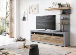 TV-Lowboard "Tamaris" In Platingrau Matt Und Zinneiche TV Unterteil Mit Komforthöhe 217 X 63 Cm 16 TV-Lowboard "Tamaris" In Platingrau Matt Und Zinneiche TV Unterteil Mit Komforthöhe 217 X 63 Cm -Wohnwelt Verkauf 9132 6