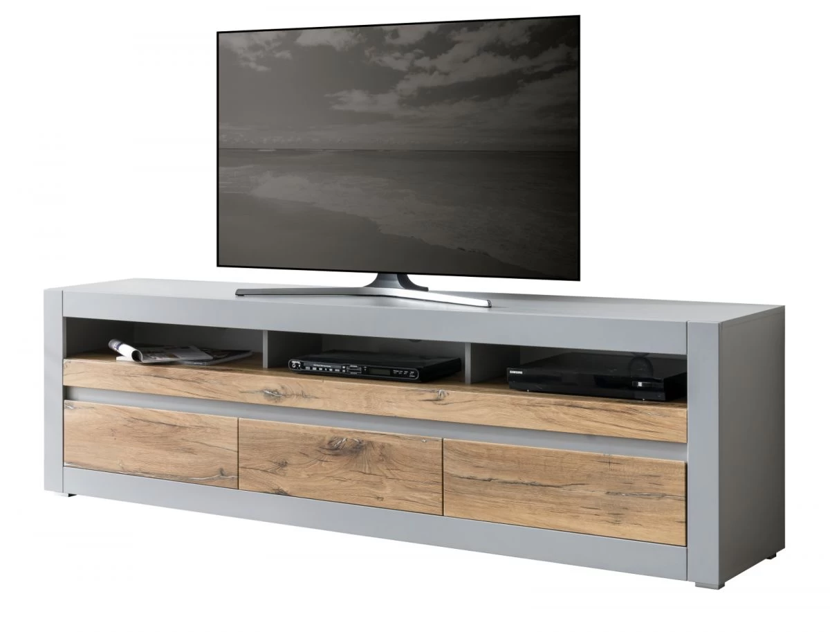 TV-Lowboard "Tamaris" In Platingrau Matt Und Zinneiche TV Unterteil Mit Komforthöhe 217 X 63 Cm 10 TV-Lowboard "Tamaris" In Platingrau Matt Und Zinneiche TV Unterteil Mit Komforthöhe 217 X 63 Cm – Bild 8