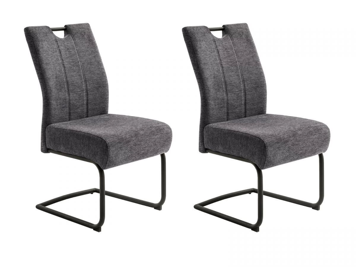 2 X Stuhl "Amery" In Anthrazit Chenille-Optik Freischwinger Esszimmerstuhl 2er Set Mit Komfortsitzhöhe Bis 150 Kg 7 2 X Stuhl "Amery" In Anthrazit Chenille-Optik Freischwinger Esszimmerstuhl 2er Set Mit Komfortsitzhöhe Bis 150 Kg – Bild 5