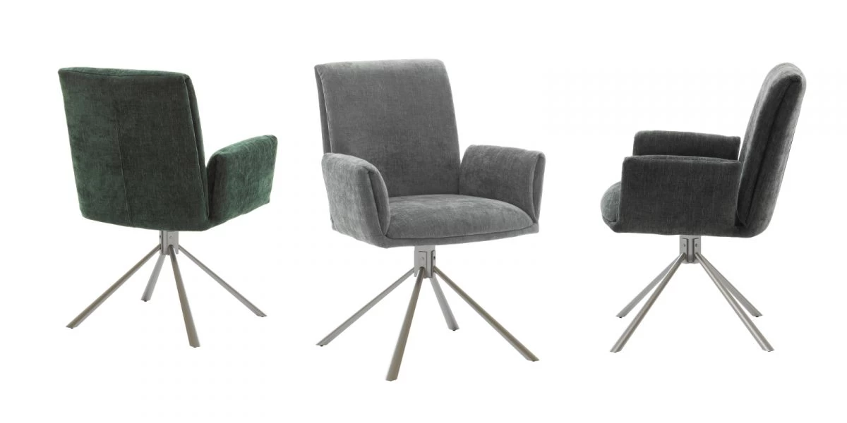 2 X Stuhl "Boulder" In Grau Chenille-Optik Und Edelstahl Mit Armlehne 180° Drehbar Esszimmerstuhl 2er Set Mit Komfortsitzhöhe 3 2 X Stuhl "Boulder" In Grau Chenille-Optik Und Edelstahl Mit Armlehne 180° Drehbar Esszimmerstuhl 2er Set Mit Komfortsitzhöhe