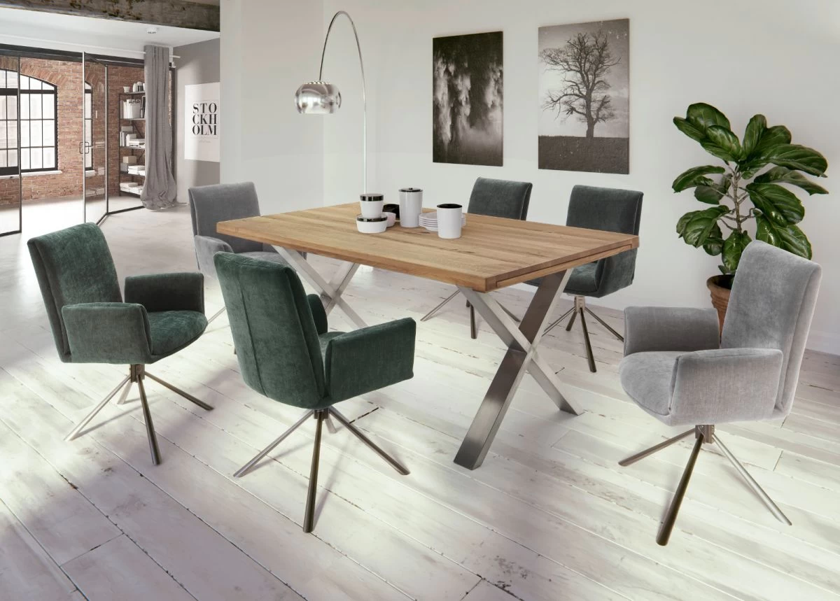 2 X Stuhl "Boulder" In Grau Chenille-Optik Und Edelstahl Mit Armlehne 180° Drehbar Esszimmerstuhl 2er Set Mit Komfortsitzhöhe 6 2 X Stuhl "Boulder" In Grau Chenille-Optik Und Edelstahl Mit Armlehne 180° Drehbar Esszimmerstuhl 2er Set Mit Komfortsitzhöhe – Bild 4