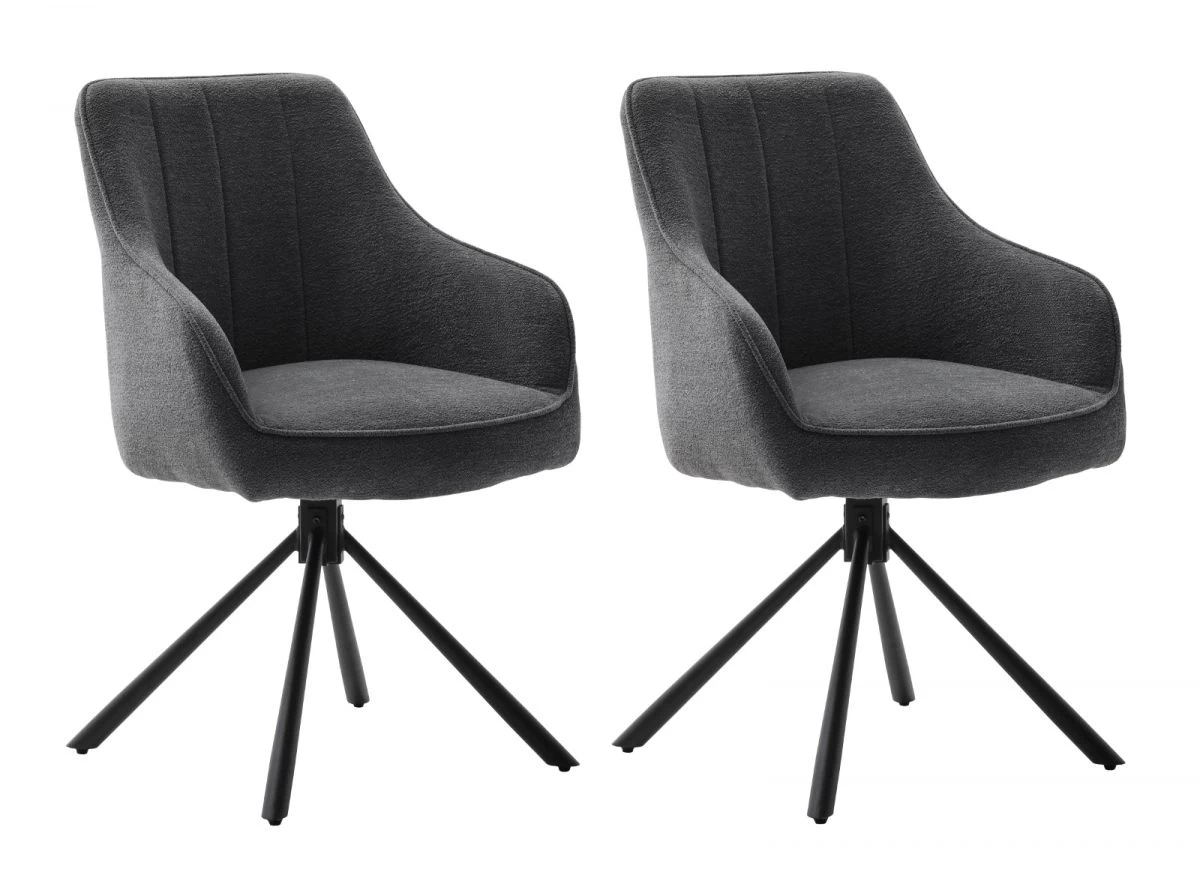 2 X Stuhl "Kasama" In Anthrazit Mit Armlehne 180° Drehbar Esszimmerstuhl 2er Set Mit Taschenfederkern 8 2 X Stuhl "Kasama" In Anthrazit Mit Armlehne 180° Drehbar Esszimmerstuhl 2er Set Mit Taschenfederkern – Bild 6