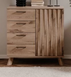 Kommode "Wellington" In Schweden Eiche Mit 3D-Reliefoptik Wohn- Und Esszimmer Sideboard 84 X 85 Cm