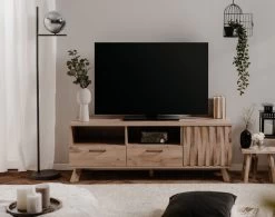 TV-Lowboard "Wellington" In Schweden Eiche Mit 3D-Reliefoptik TV Unterteil 140 X 50 Cm -Wohnwelt Verkauf 9214 5